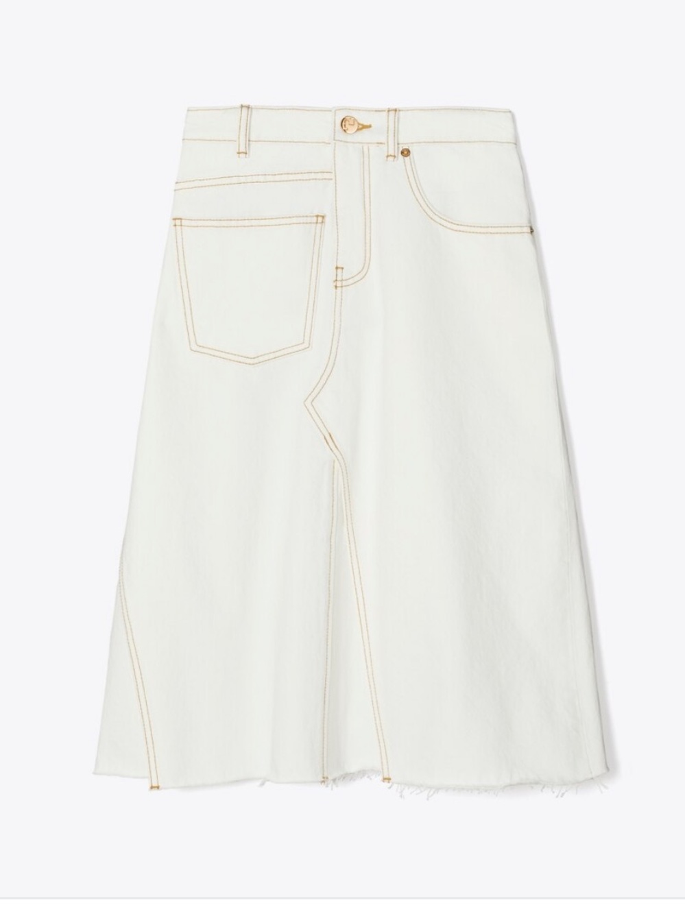 Tory Burch Denim Deconstructed Skirt Chalk
